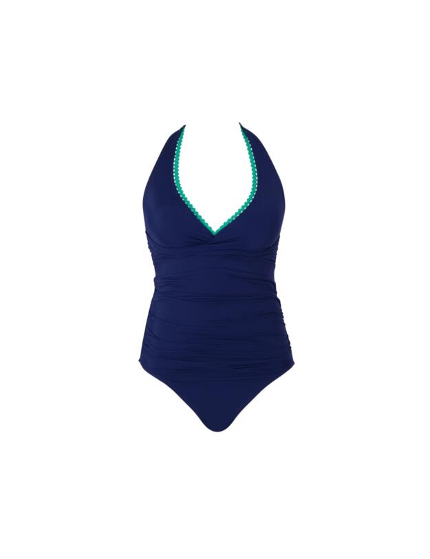 Panache Ric Rac Faye Wireless Halter Swimsuit Ric Rac Navy