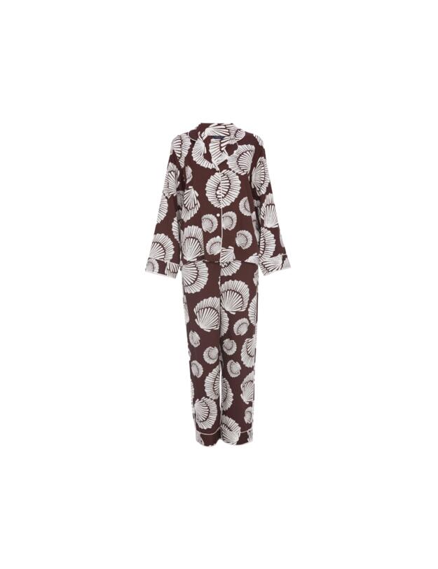 Cyberjammies Fable & Eve Battersea Shell Print Pyjama Set Chocolate Brown Mix