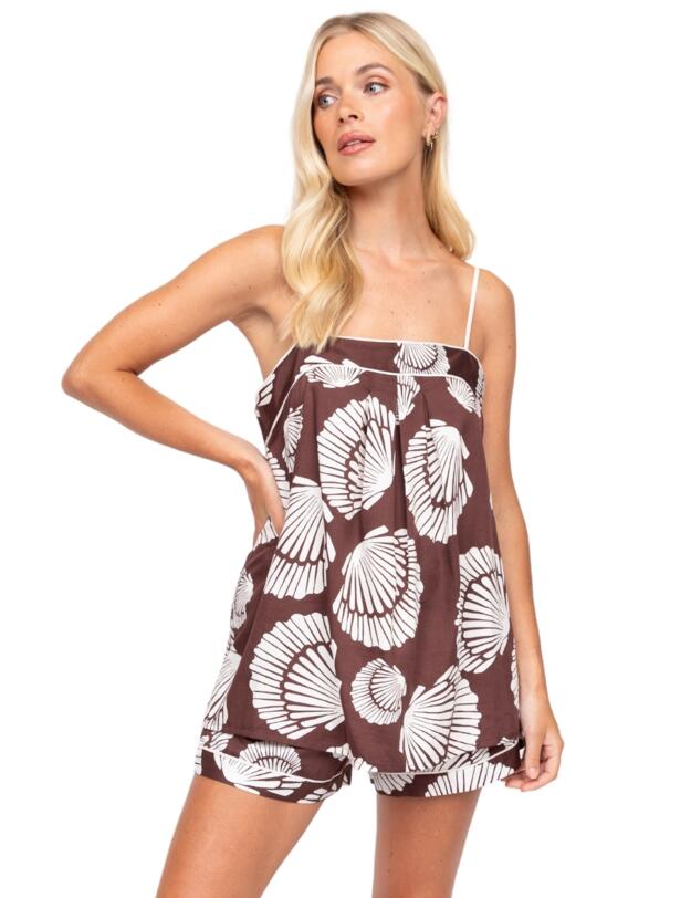 Cyberjammies Fable & Eve Battersea Shell Print Cami and Shorts Set Chocolate Brown Mix