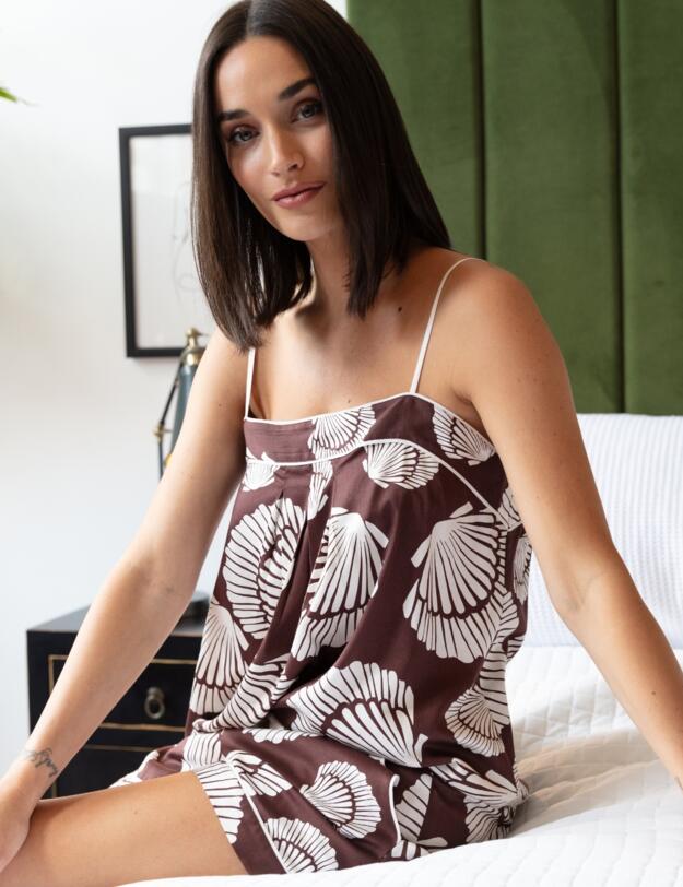 Cyberjammies Fable & Eve Battersea Shell Print Cami and Shorts Set Chocolate Brown Mix