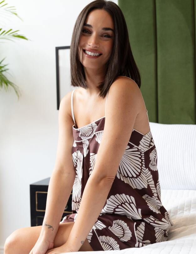 Cyberjammies Fable & Eve Battersea Shell Print Cami and Shorts Set Chocolate Brown Mix