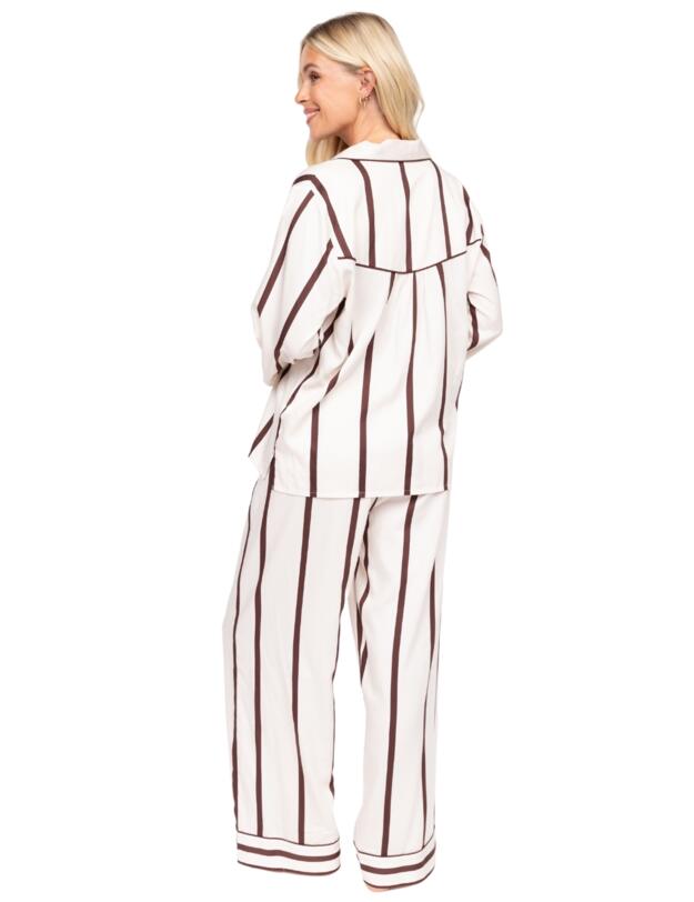Cyberjammies Fable & Eve Battersea Stripe Wide Leg Pyjama Set Ivory Mix