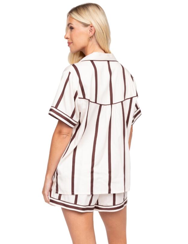 Cyberjammies Fable & Eve Battersea Stripe Short Sleeve Shorty Set Ivory Mix