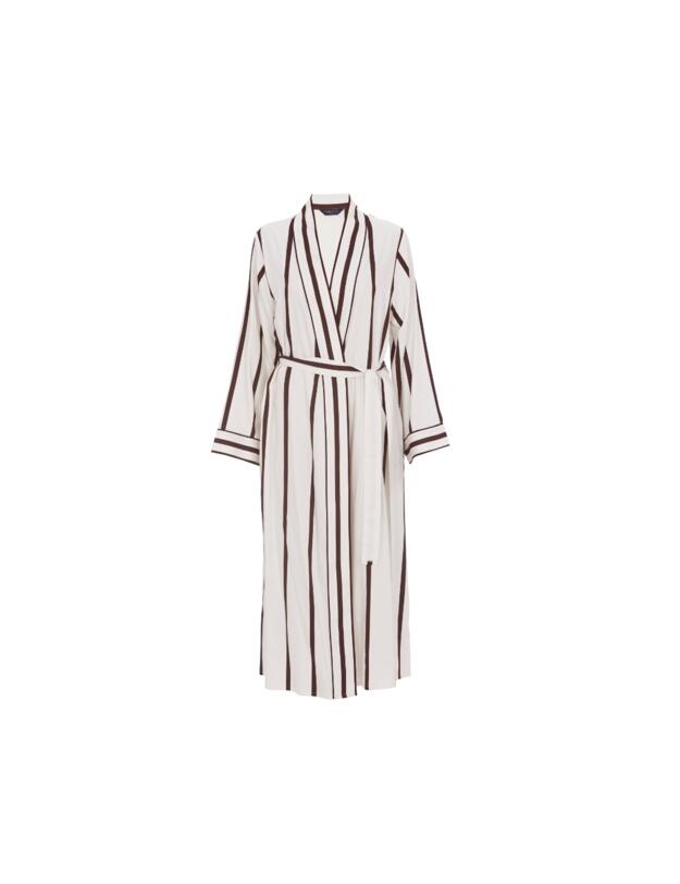 Cyberjammies Fable & Eve Battersea Stripe Long Dressing Gown Ivory Mix
