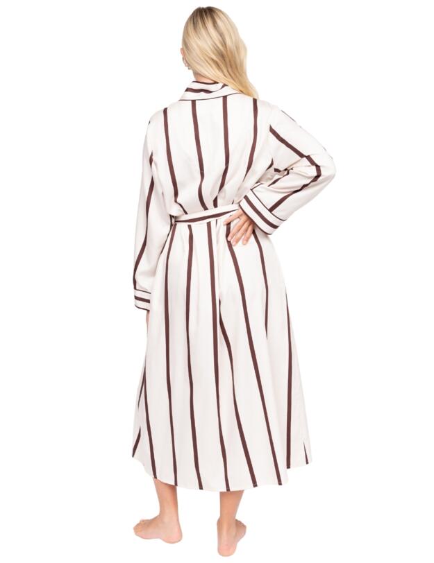 Cyberjammies Fable & Eve Battersea Stripe Long Dressing Gown Ivory Mix