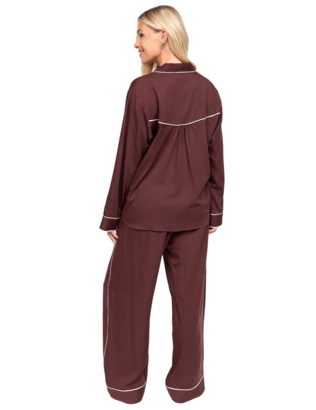 Cyberjammies Fable & Eve Battersea Wide Leg Pyjama Set Chocolate Brown