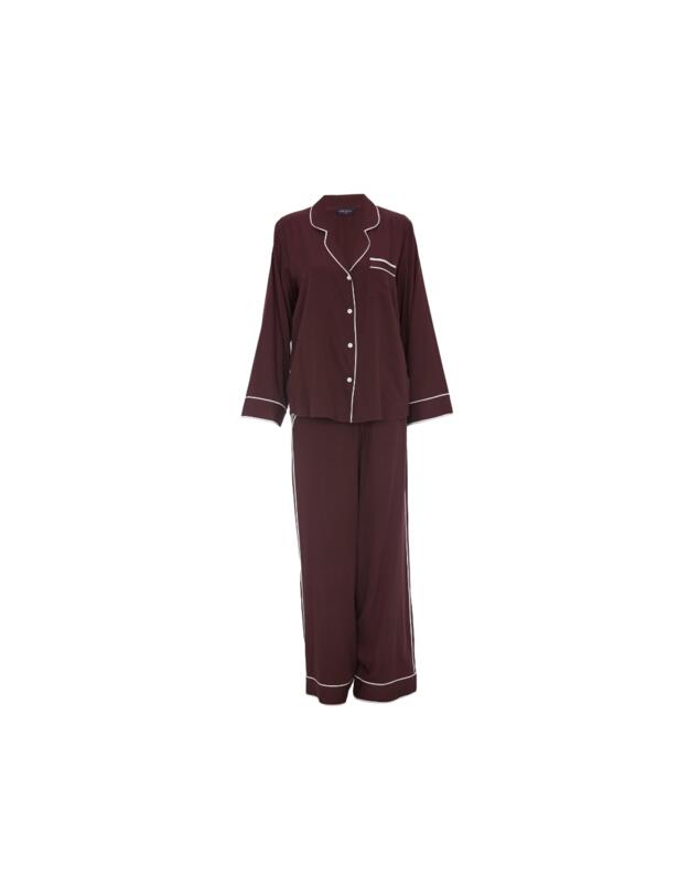 Cyberjammies Fable & Eve Battersea Wide Leg Pyjama Set Chocolate Brown