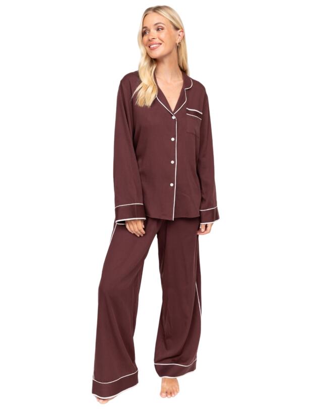 Cyberjammies Fable & Eve Battersea Wide Leg Pyjama Set Chocolate Brown