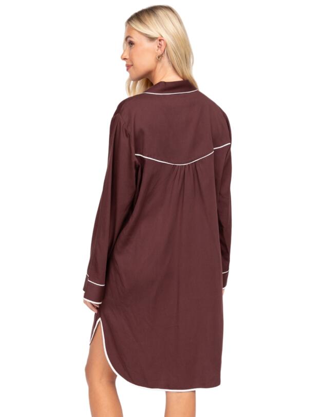 Cyberjammies Fable & Eve Battersea Long Sleeve Nightshirt Chocolate Brown