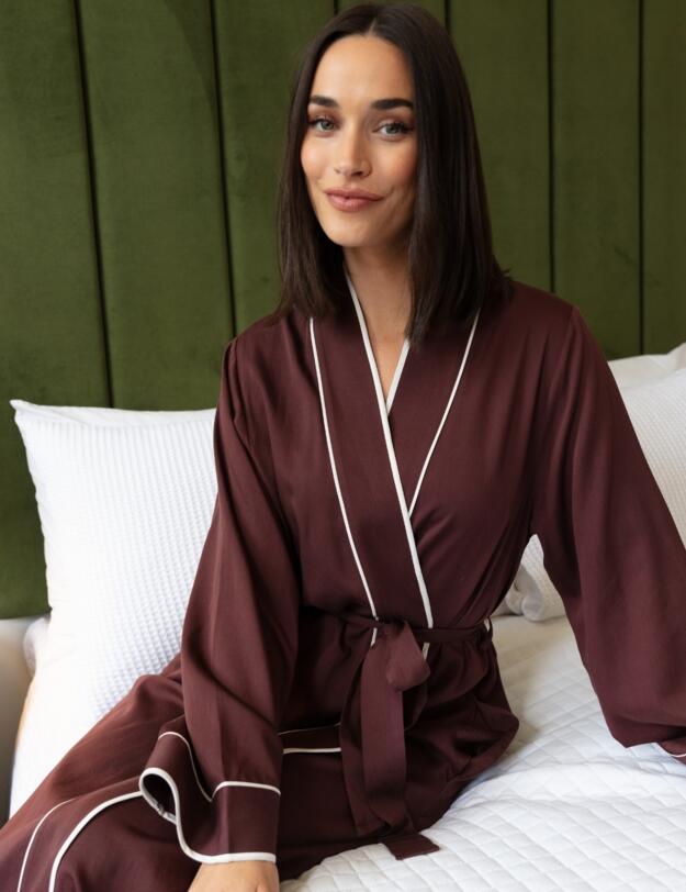 Cyberjammies Fable & Eve Battersea Long Dressing Gown Chocolate Brown