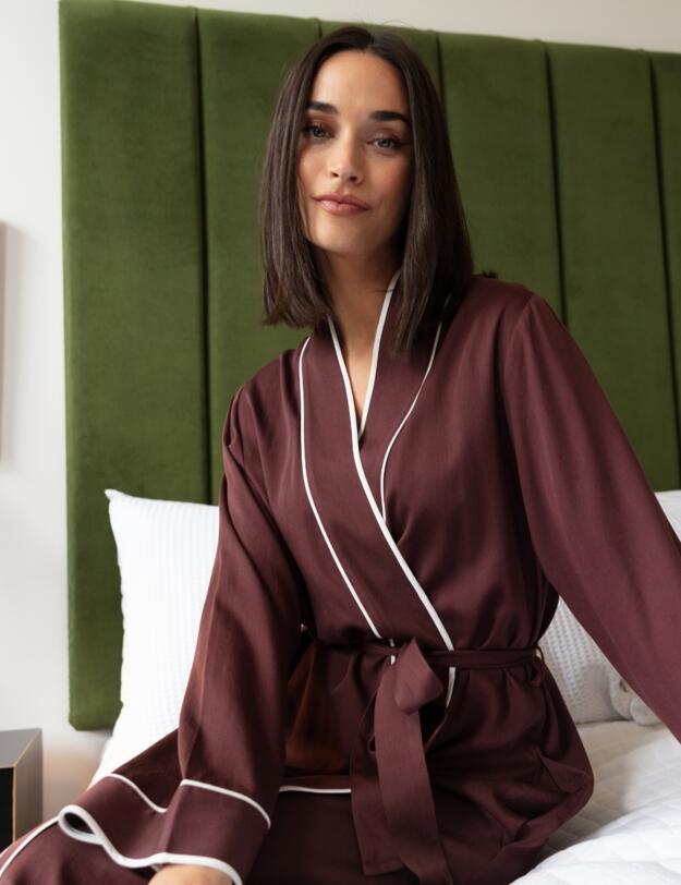 Cyberjammies Fable & Eve Battersea Long Dressing Gown Chocolate Brown