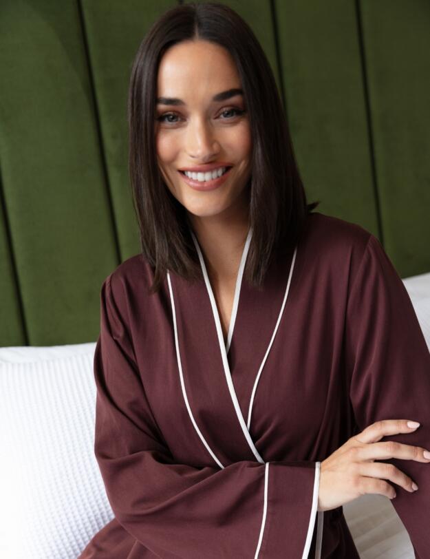 Cyberjammies Fable & Eve Battersea Long Dressing Gown Chocolate Brown