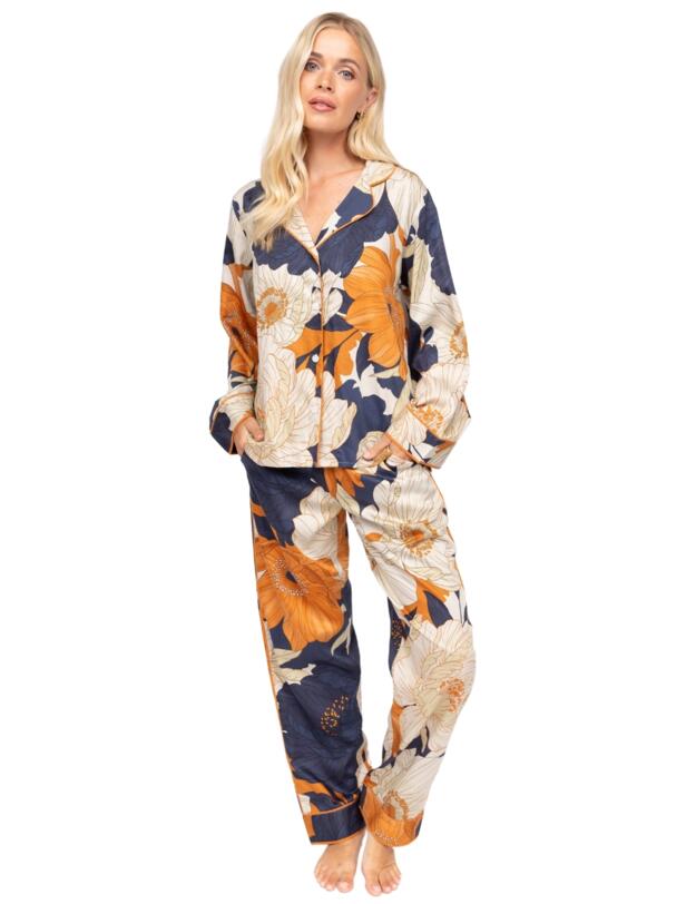 Cyberjammies Fable & Eve Southwark Floral Print Pyjama Set Navy Mix