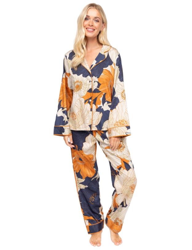 Cyberjammies Fable & Eve Southwark Floral Print Pyjama Set Navy Mix