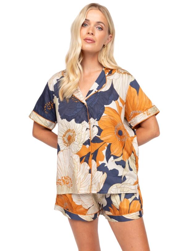 Cyberjammies Fable & Eve Southwark Floral Print Shorty Set Navy Mix