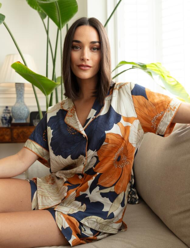 Cyberjammies Fable & Eve Southwark Floral Print Shorty Set Navy Mix
