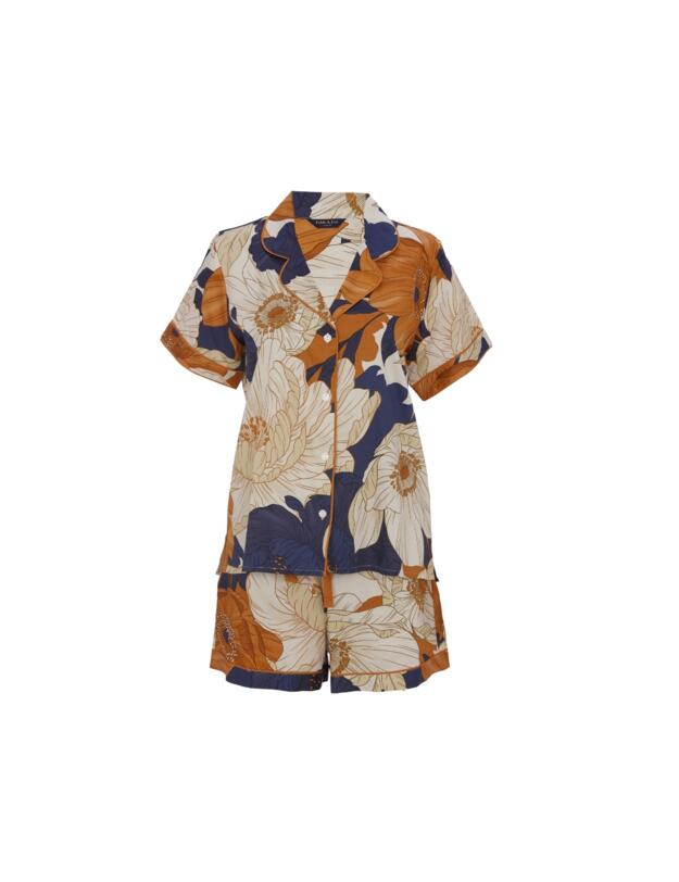 Cyberjammies Fable & Eve Southwark Floral Print Shorty Set Navy Mix