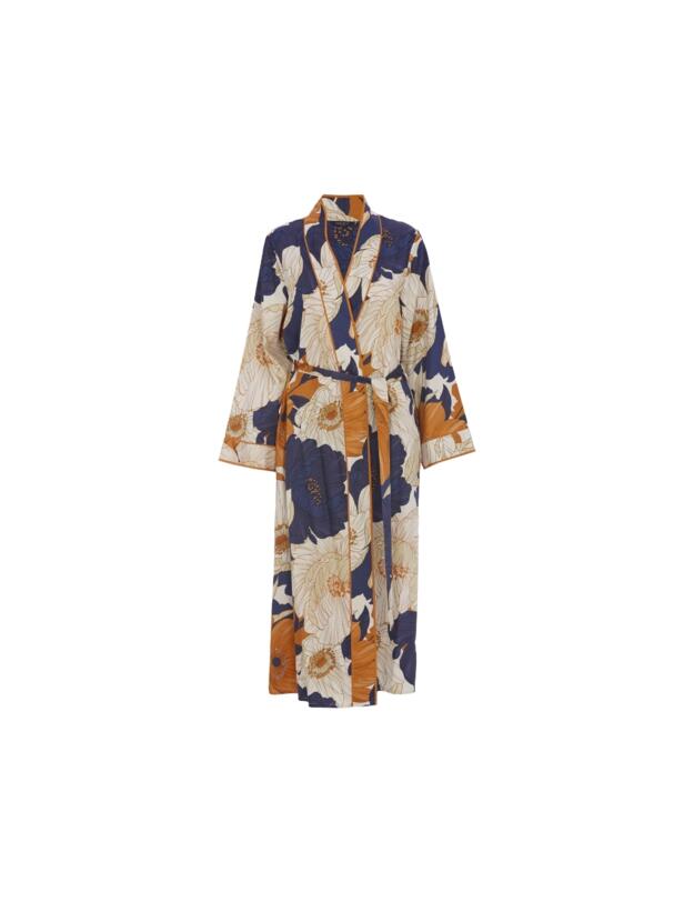 Cyberjammies Fable & Eve Southwark Floral Print Long Dressing Gown Navy Mix