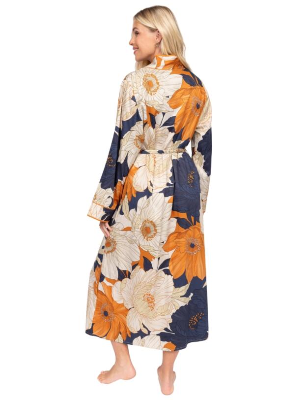 Cyberjammies Fable & Eve Southwark Floral Print Long Dressing Gown Navy Mix