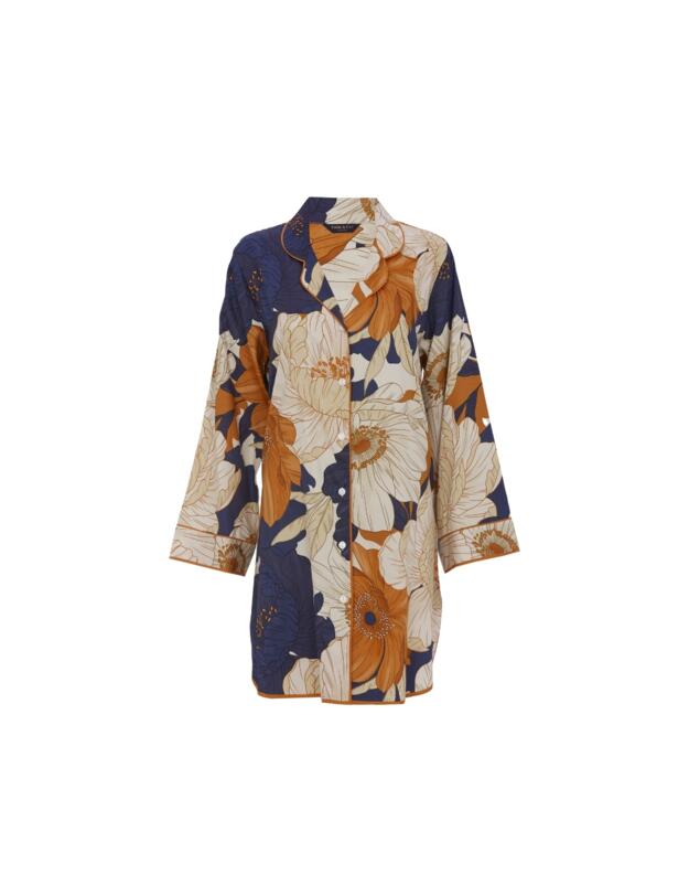 Cyberjammies Fable & Eve Southwark Floral Print Long Sleeve Nightshirt Navy Mix