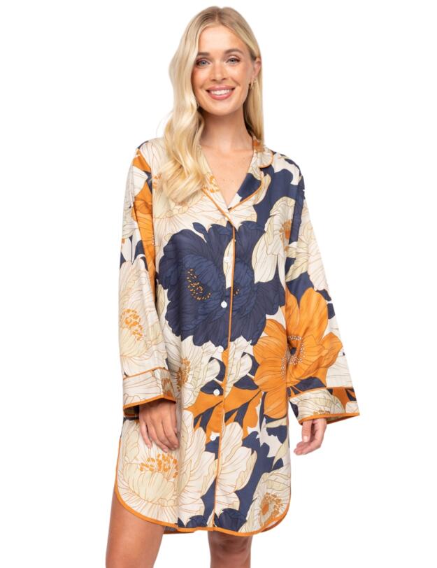 Cyberjammies Fable & Eve Southwark Floral Print Long Sleeve Nightshirt Navy Mix