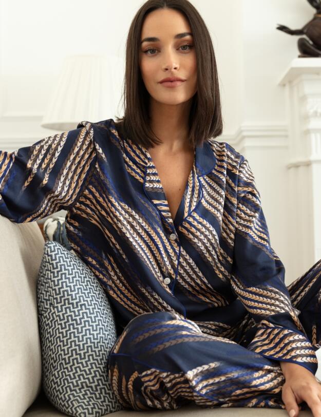 Cyberjammies Fable & Eve Southwark Rope Print Pyjama Set Navy Mix