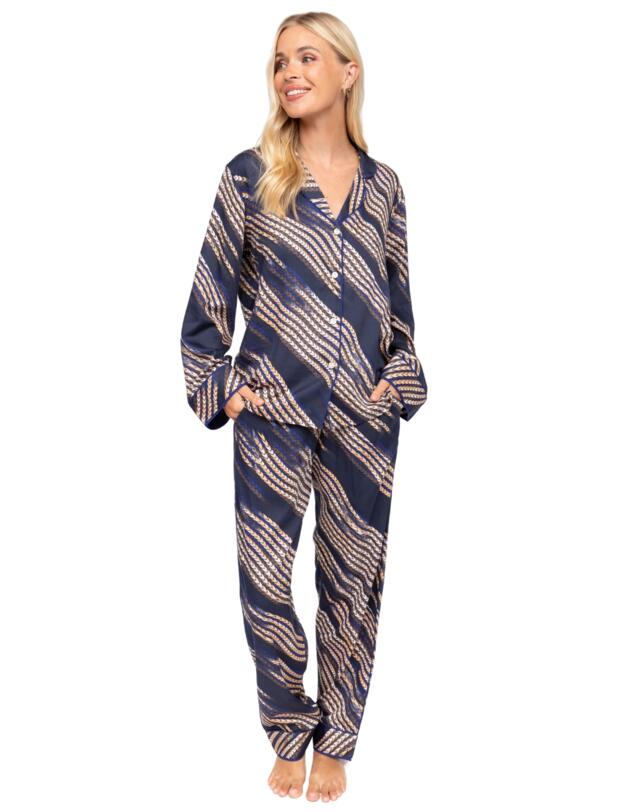 Cyberjammies Fable & Eve Southwark Rope Print Pyjama Set Navy Mix