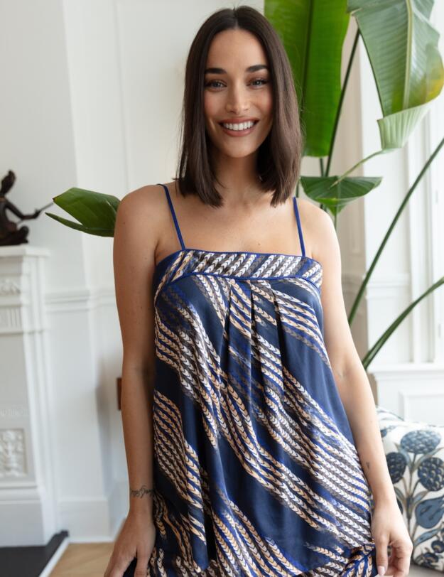 Cyberjammies Fable & Eve Southwark Rope Print Cami and Shorts Set Navy Mix