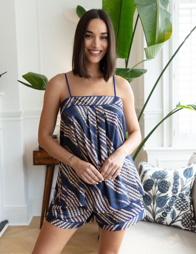 Cyberjammies Fable & Eve Southwark Rope Print Cami and Shorts Set Navy Mix