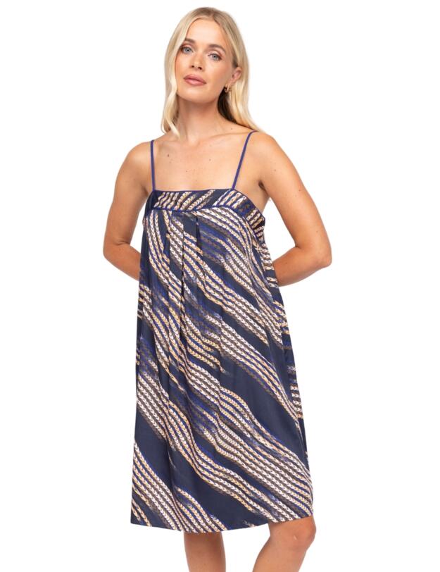 Cyberjammies Fable & Eve Southwark Rope Print Short Nightdress Navy Mix