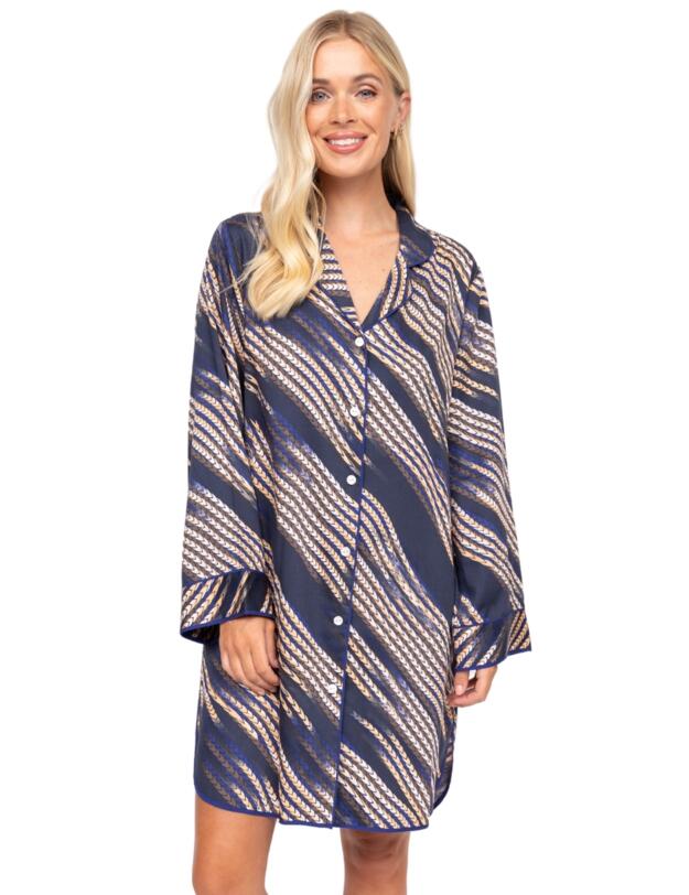 Cyberjammies Fable & Eve Southwark Rope Print Long Sleeve Nightshirt Navy Mix