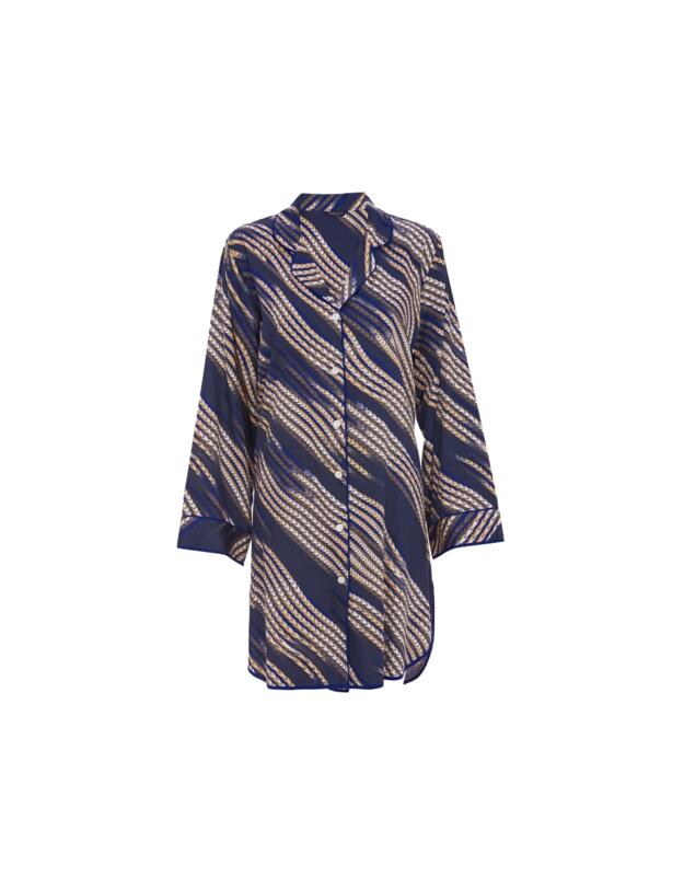 Cyberjammies Fable & Eve Southwark Rope Print Long Sleeve Nightshirt Navy Mix