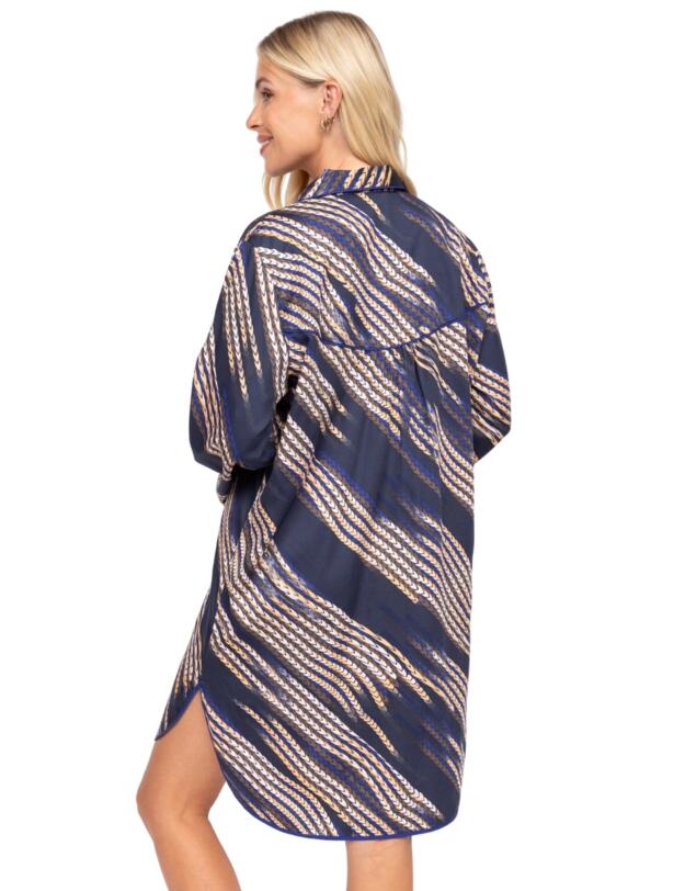Cyberjammies Fable & Eve Southwark Rope Print Long Sleeve Nightshirt Navy Mix
