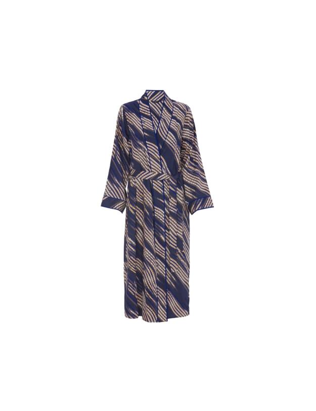 Cyberjammies Fable & Eve Southwark Rope Print Long Dressing Gown Navy Mix
