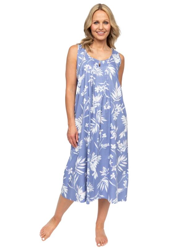 Cyberjammies Nora Rose Brooke Bird Print Long Nightdress Cornflower Blue