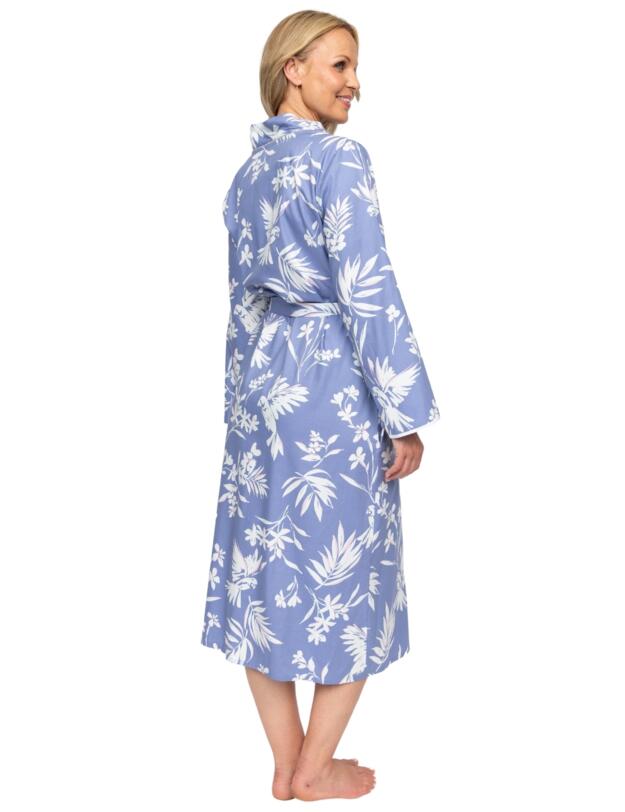 Cyberjammies Nora Rose Brooke Bird Print Long Dressing Gown Cornflower Blue