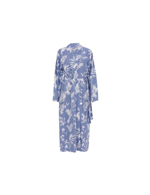 Cyberjammies Nora Rose Brooke Bird Print Long Dressing Gown Cornflower Blue