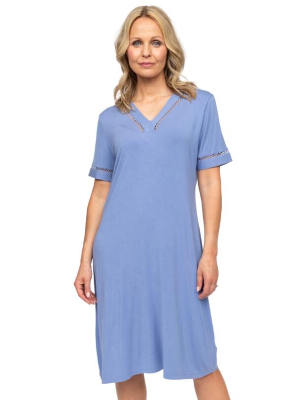 Cyberjammies Nora Rose Brooke Short Sleeve Short Nightdress Cornflower Blue