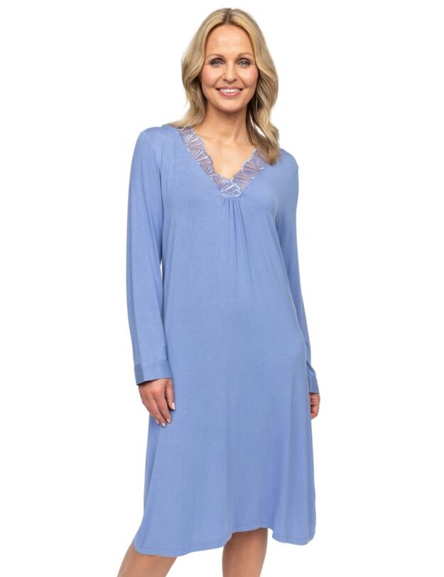 Cyberjammies Nora Rose Brooke Long Sleeve Short Nightdress Cornflower Blue