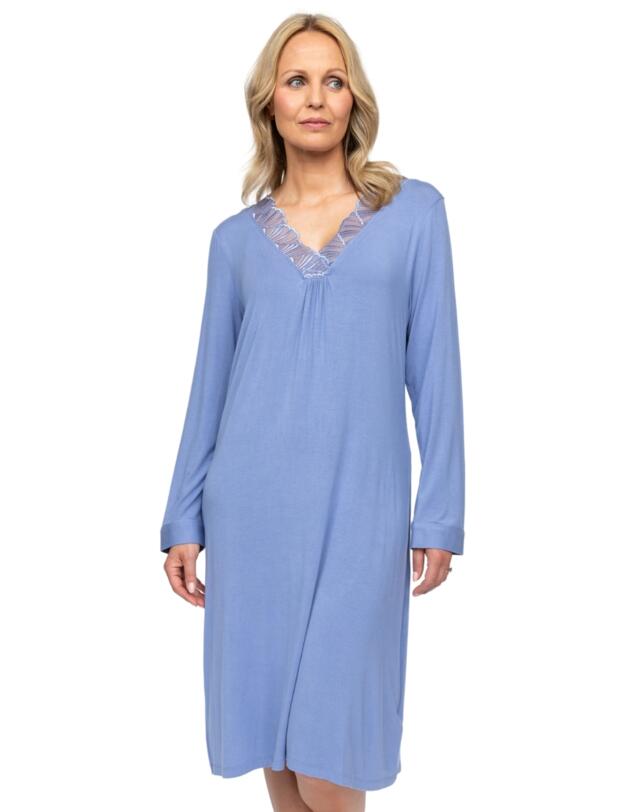 Cyberjammies Nora Rose Brooke Long Sleeve Short Nightdress Cornflower Blue