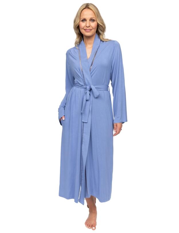 Cyberjammies Nora Rose Brooke Jersey Long Dressing Gown Cornflower Blue