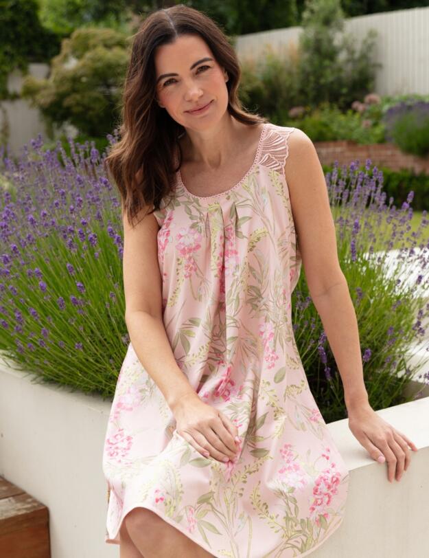 Cyberjammies Nora Rose Sally Floral Print Swing Nightdress Peach