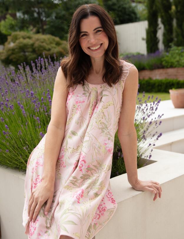 Cyberjammies Nora Rose Sally Floral Print Swing Nightdress Peach