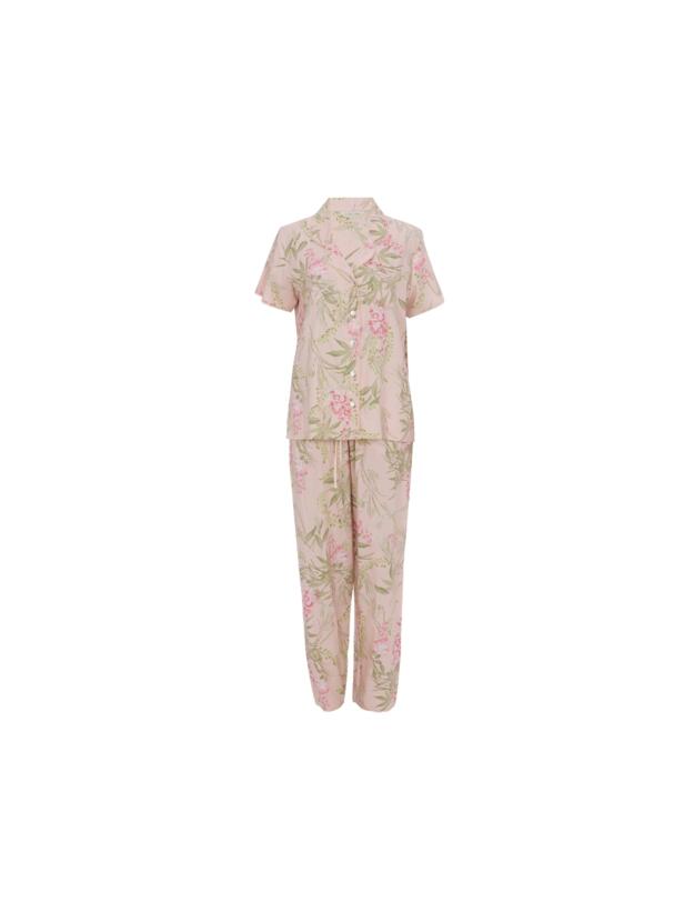 Cyberjammies Nora Rose Sally Floral Print Short Sleeve Pyjama Set Peach