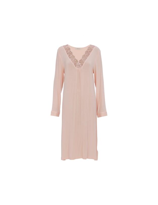 Cyberjammies Nora Rose Sally Long Sleeve Short Nightdress Peach