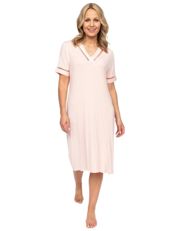 Cyberjammies Nora Rose Sally Short Sleeve Short Nightdress Peach