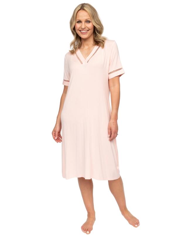 Cyberjammies Nora Rose Sally Short Sleeve Short Nightdress Peach