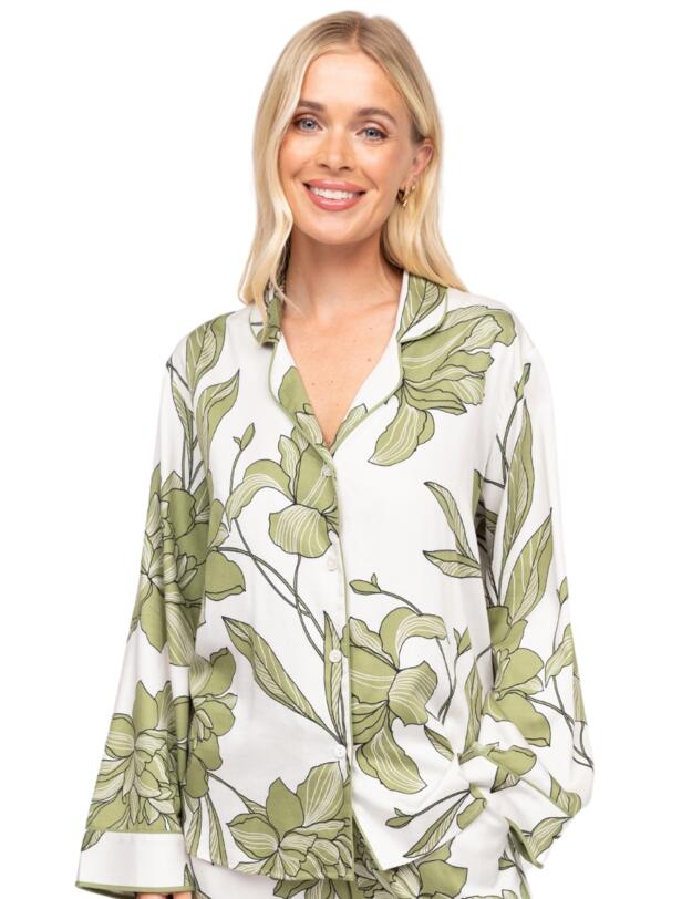 Cyberjammies Fable & Eve Chiswick Floral Wide Leg Pyjama Set Cream Mix