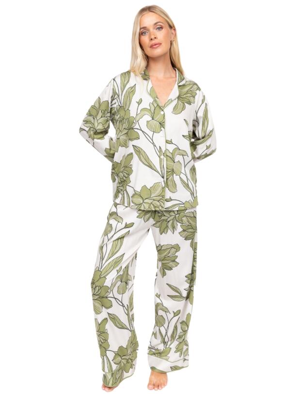Cyberjammies Fable & Eve Chiswick Floral Wide Leg Pyjama Set Cream Mix