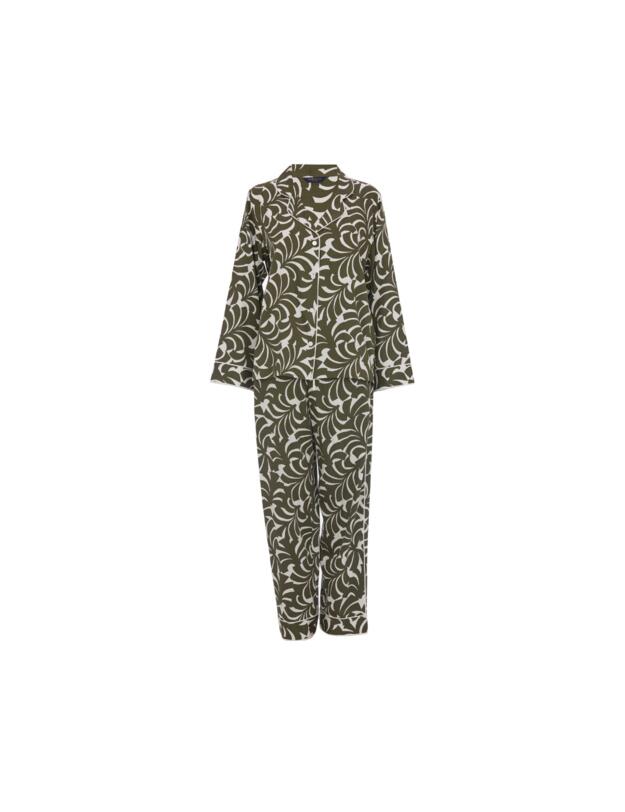 Cyberjammies Fable & Eve London - Chiswick Abstract Palm Pyjama Set Olive Green Mix